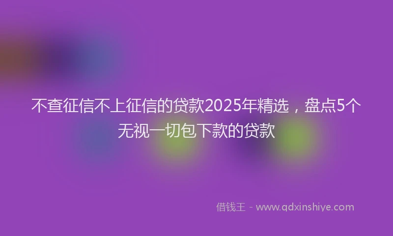不查征信不上征信的贷款2025年精选，盘点5个无视一切包下款的贷款