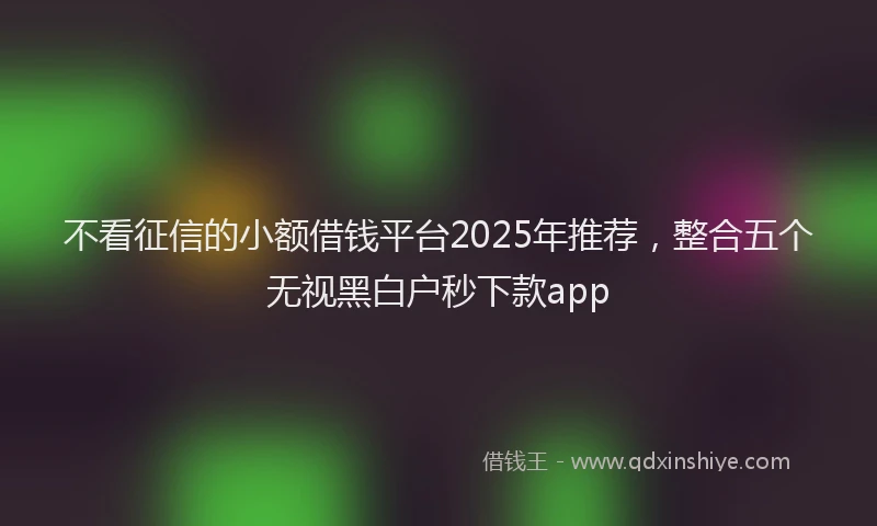 不看征信的小额借钱平台2025年推荐，整合五个无视黑白户秒下款app