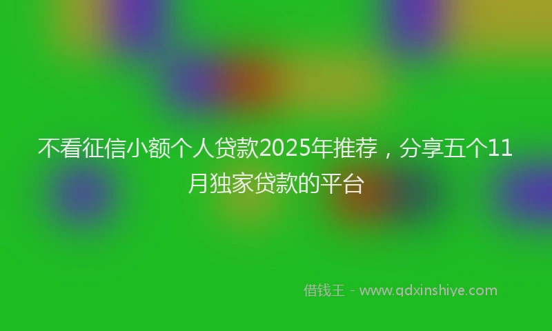 不看征信小额个人贷款2025年推荐，分享五个11月独家贷款的平台