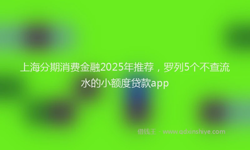 上海分期消费金融2025年推荐，罗列5个不查流水的小额度贷款app