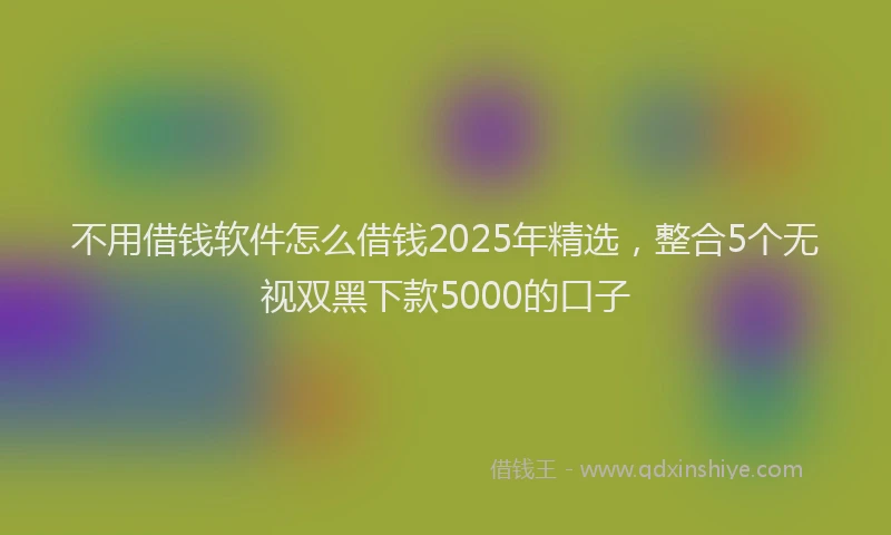 不用借钱软件怎么借钱2025年精选，整合5个无视双黑下款5000的口子