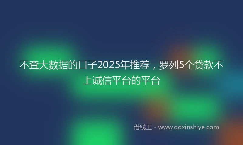 不查大数据的口子2025年推荐，罗列5个贷款不上诚信平台的平台
