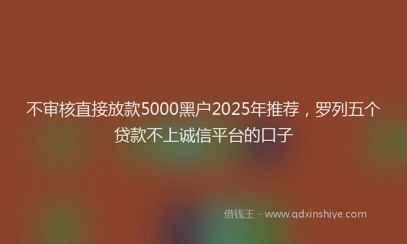 不审核直接放款5000黑户2025年推荐，罗列五个贷款不上诚信平台的口子