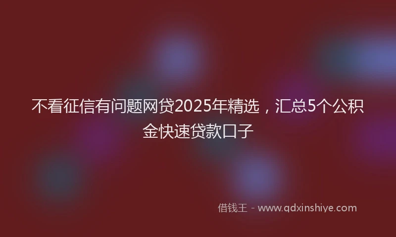 不看征信有问题网贷2025年精选，汇总5个公积金快速贷款口子