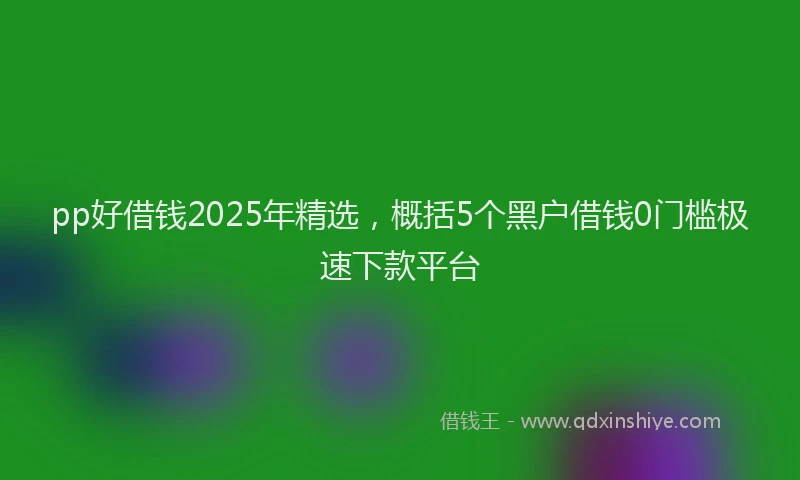 pp好借钱2025年精选，概括5个黑户借钱0门槛极速下款平台