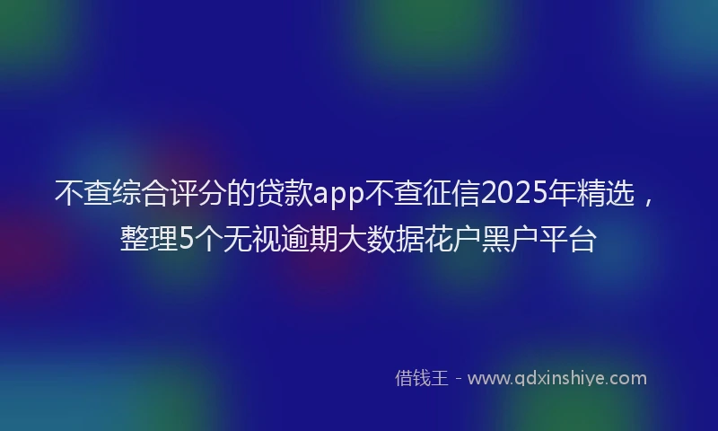 不查综合评分的贷款app不查征信2025年精选，整理5个无视逾期大数据花户黑户平台