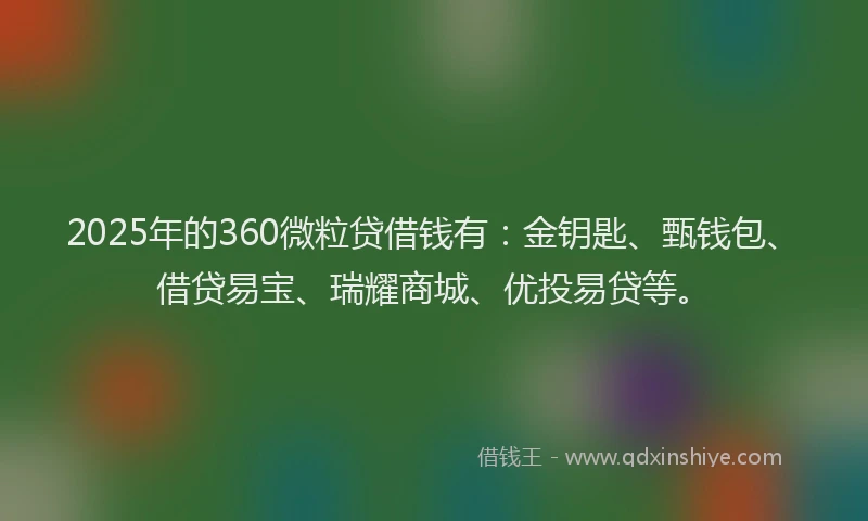2025年的360微粒贷借钱有：金钥匙、甄钱包、借贷易宝、瑞耀商城、优投易贷等。
