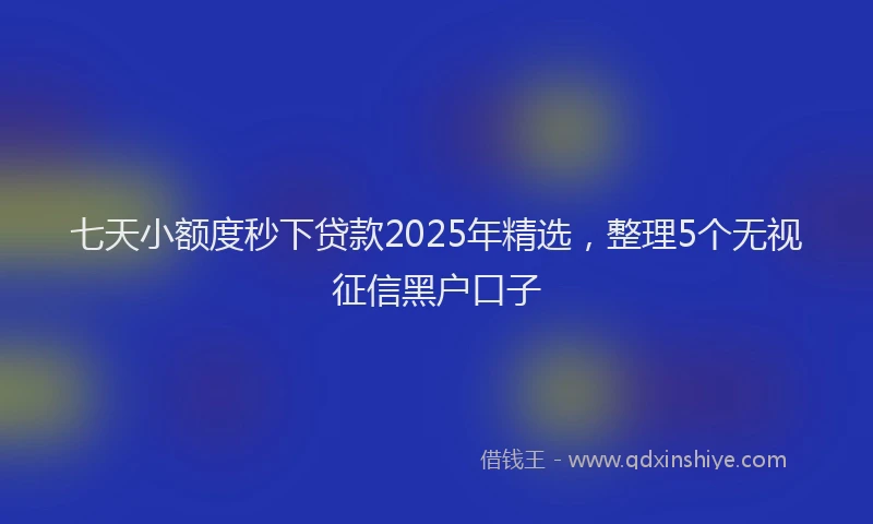 七天小额度秒下贷款2025年精选，整理5个无视征信黑户口子