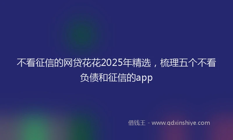 不看征信的网贷花花2025年精选，梳理五个不看负债和征信的app