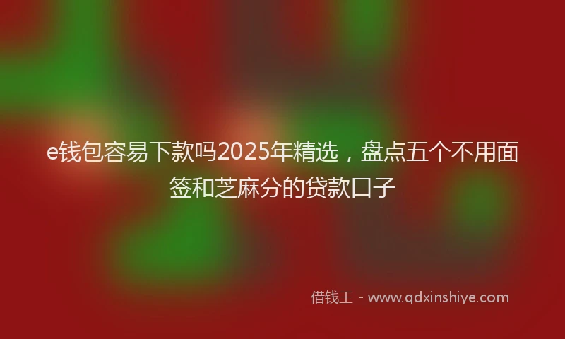 e钱包容易下款吗2025年精选，盘点五个不用面签和芝麻分的贷款口子