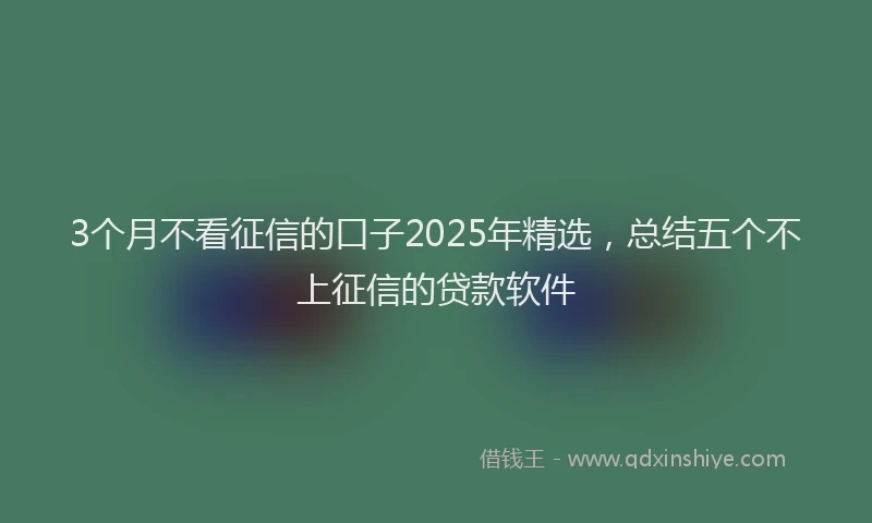 3个月不看征信的口子2025年精选，总结五个不上征信的贷款软件