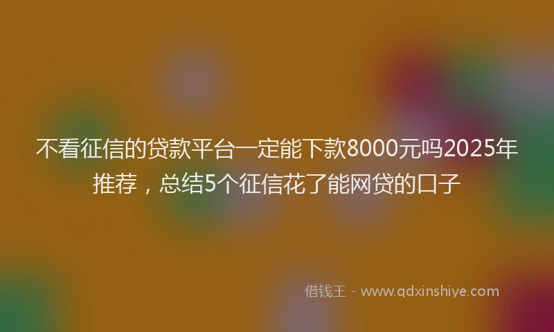 不看征信的贷款平台一定能下款8000元吗2025年推荐，总结5个征信花了能网贷的口子