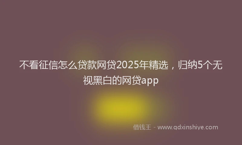 不看征信怎么贷款网贷2025年精选，归纳5个无视黑白的网贷app