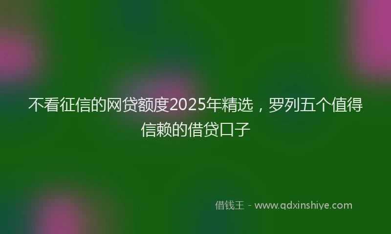 不看征信的网贷额度2025年精选，罗列五个值得信赖的借贷口子