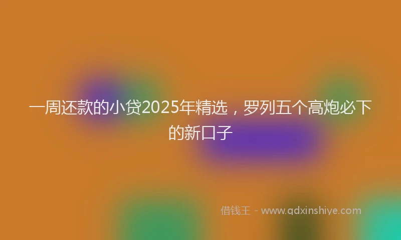 一周还款的小贷2025年精选，罗列五个高炮必下的新口子