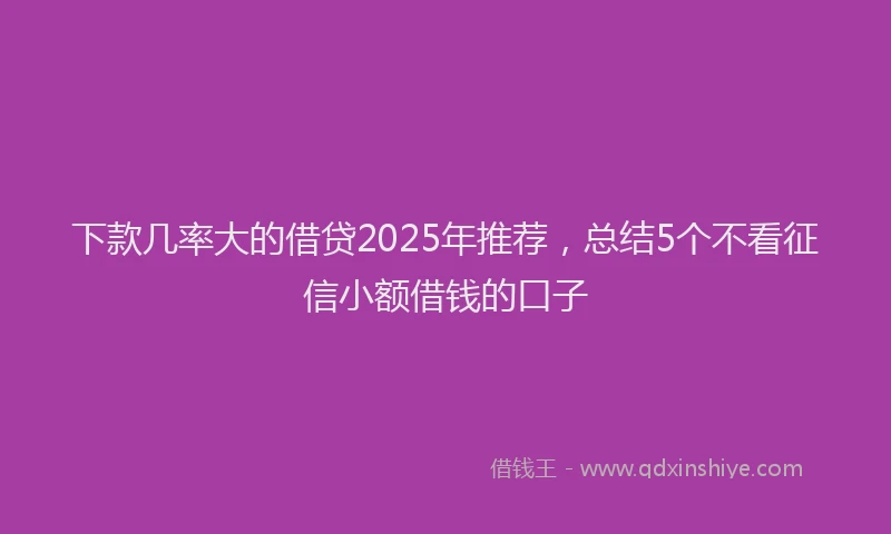 下款几率大的借贷2025年推荐，总结5个不看征信小额借钱的口子