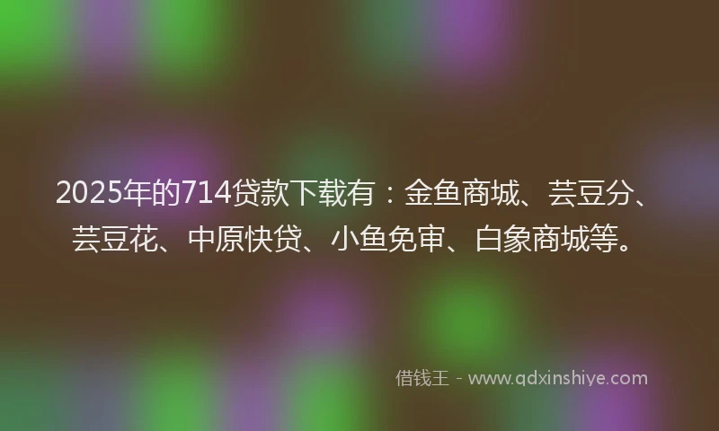 2025年的714贷款下载有：金鱼商城、芸豆分、芸豆花、中原快贷、小鱼免审、白象商城等。