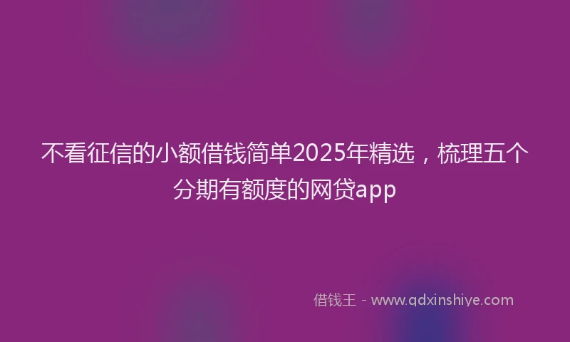 不看征信的小额借钱简单2025年精选，梳理五个分期有额度的网贷app