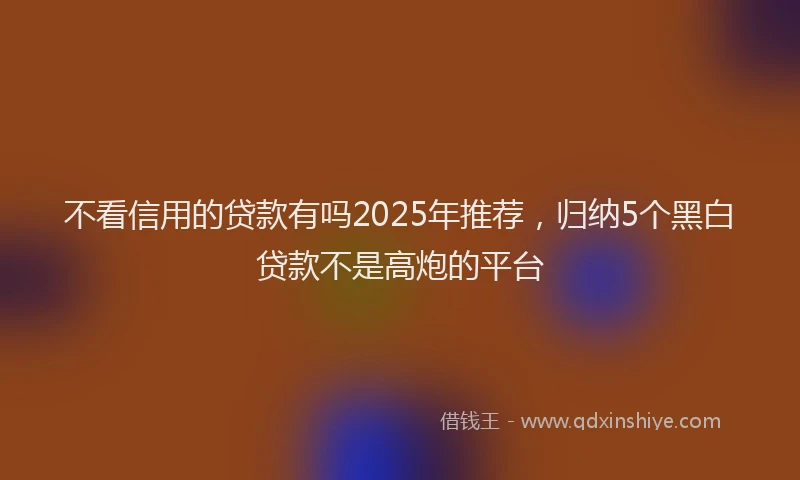 不看信用的贷款有吗2025年推荐，归纳5个黑白贷款不是高炮的平台