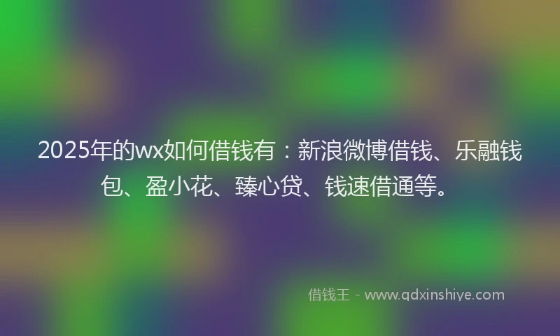 2025年的wx如何借钱有：新浪微博借钱、乐融钱包、盈小花、臻心贷、钱速借通等。
