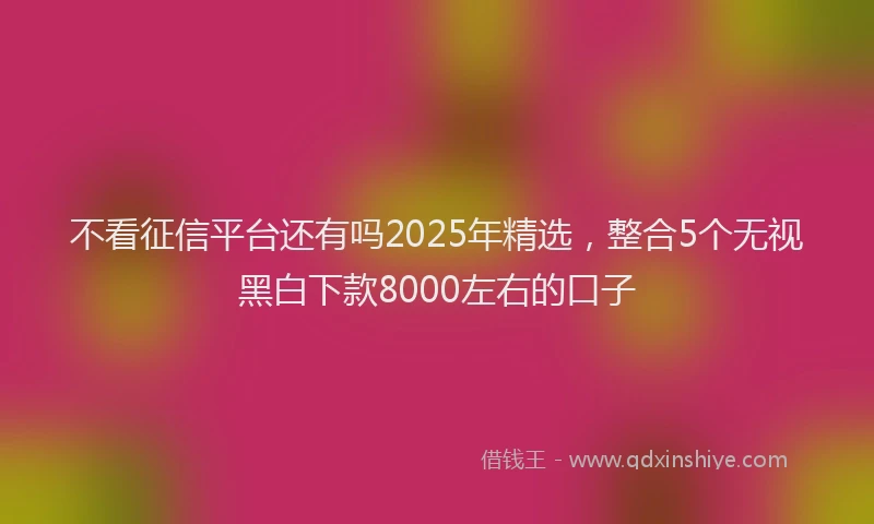 不看征信平台还有吗2025年精选，整合5个无视黑白下款8000左右的口子
