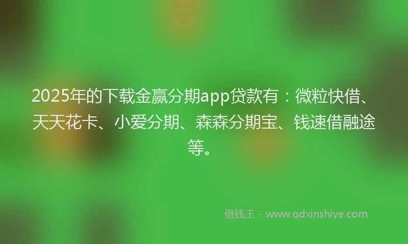 2025年的下载金赢分期app贷款有：微粒快借、天天花卡、小爱分期、森森分期宝、钱速借融途等。