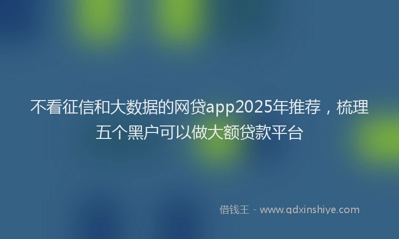 不看征信和大数据的网贷app2025年推荐，梳理五个黑户可以做大额贷款平台