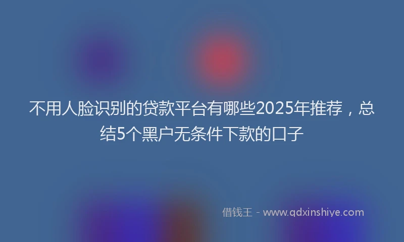不用人脸识别的贷款平台有哪些2025年推荐，总结5个黑户无条件下款的口子