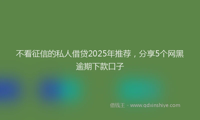 不看征信的私人借贷2025年推荐，分享5个网黑逾期下款口子