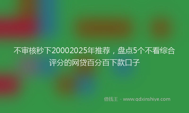 不审核秒下20002025年推荐，盘点5个不看综合评分的网贷百分百下款口子