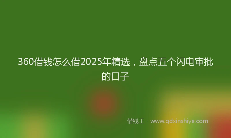 360借钱怎么借2025年精选，盘点五个闪电审批的口子