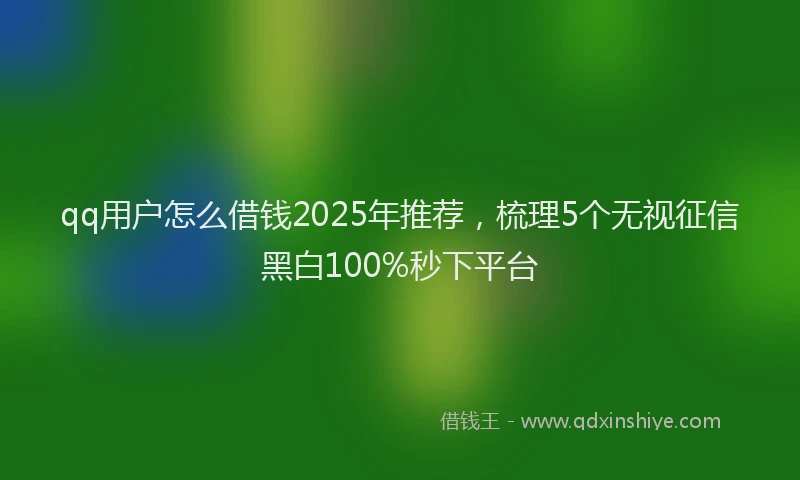 qq用户怎么借钱2025年推荐，梳理5个无视征信黑白100%秒下平台