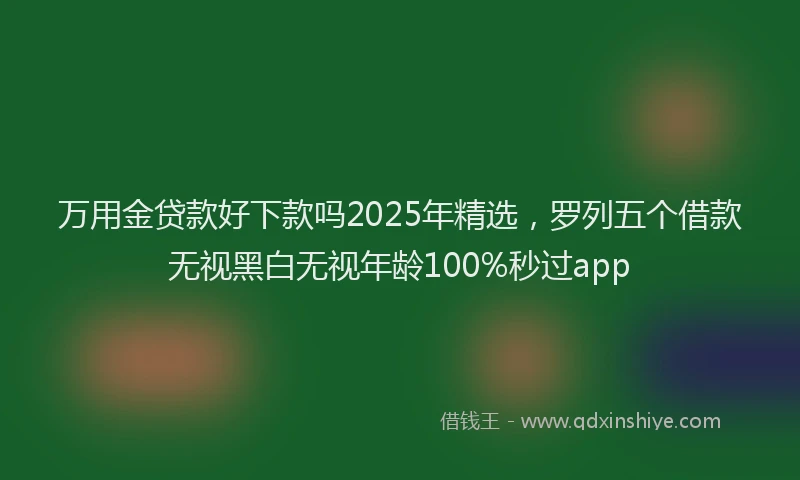 万用金贷款好下款吗2025年精选，罗列五个借款无视黑白无视年龄100%秒过app