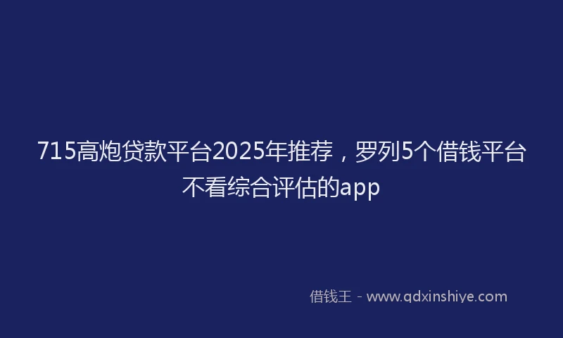715高炮贷款平台2025年推荐，罗列5个借钱平台不看综合评估的app