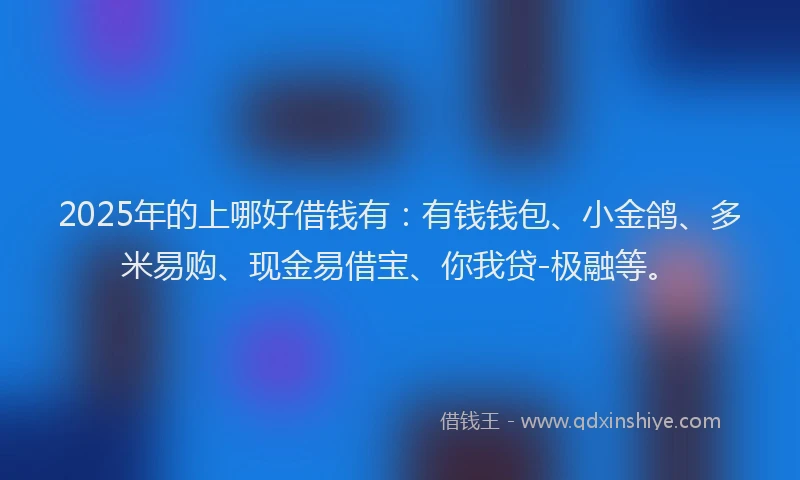 2025年的上哪好借钱有：有钱钱包、小金鸽、多米易购、现金易借宝、你我贷-极融等。