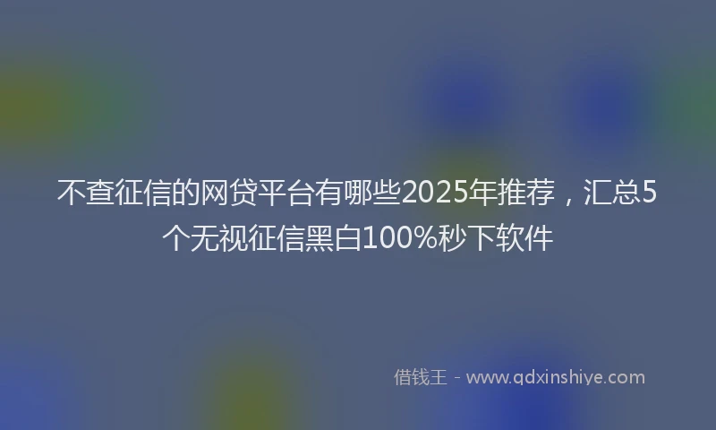 不查征信的网贷平台有哪些2025年推荐，汇总5个无视征信黑白100%秒下软件