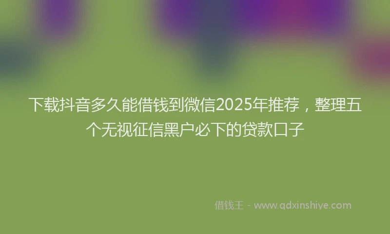 下载抖音多久能借钱到微信2025年推荐，整理五个无视征信黑户必下的贷款口子