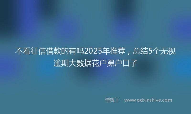 不看征信借款的有吗2025年推荐，总结5个无视逾期大数据花户黑户口子