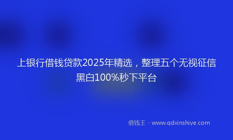 上银行借钱贷款2025年精选，整理五个无视征信黑白100%秒下平台