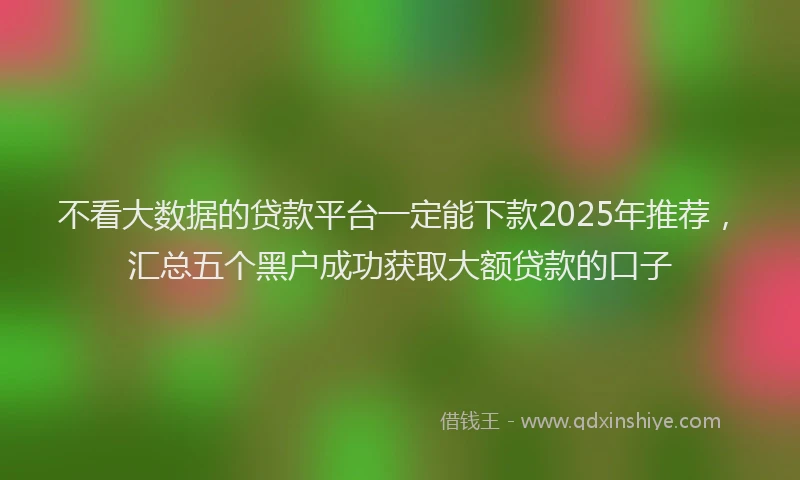 不看大数据的贷款平台一定能下款2025年推荐，汇总五个黑户成功获取大额贷款的口子