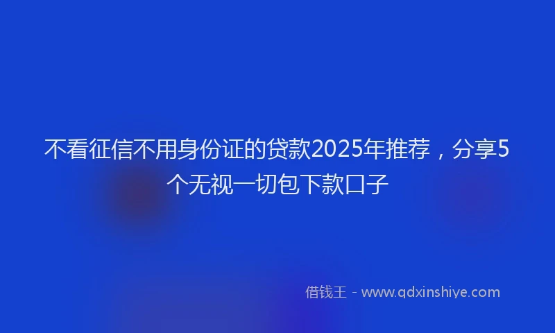 不看征信不用身份证的贷款2025年推荐，分享5个无视一切包下款口子