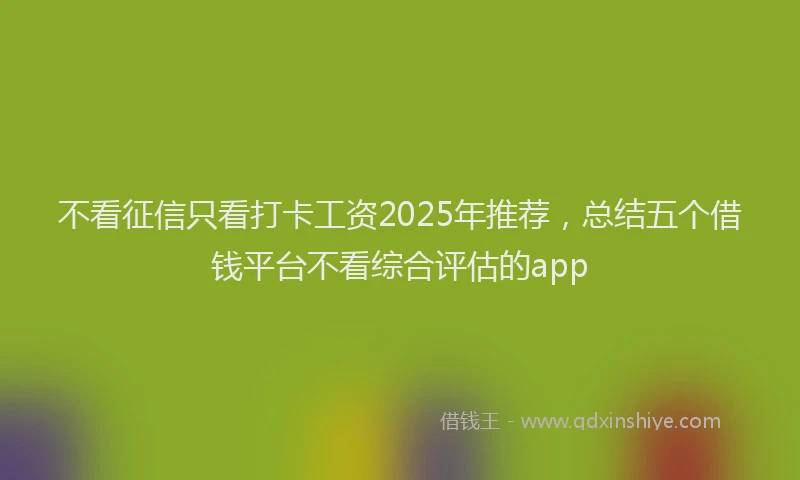 不看征信只看打卡工资2025年推荐，总结五个借钱平台不看综合评估的app