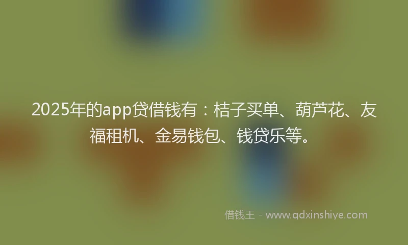 2025年的app贷借钱有：桔子买单、葫芦花、友福租机、金易钱包、钱贷乐等。
