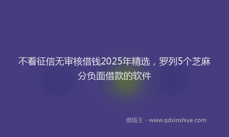 不看征信无审核借钱2025年精选，罗列5个芝麻分负面借款的软件