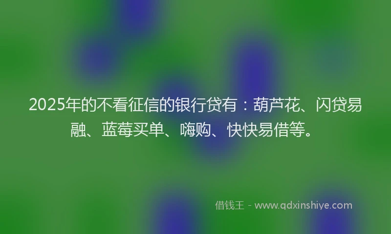 2025年的不看征信的银行贷有：葫芦花、闪贷易融、蓝莓买单、嗨购、快快易借等。