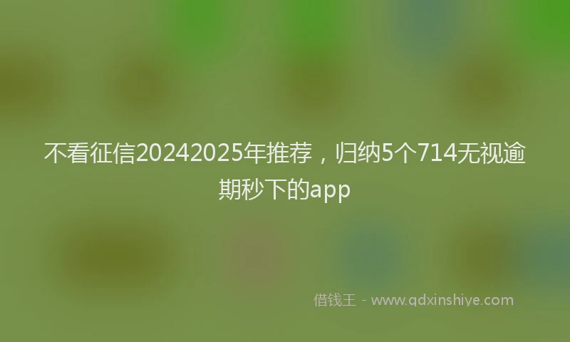不看征信20242025年推荐，归纳5个714无视逾期秒下的app
