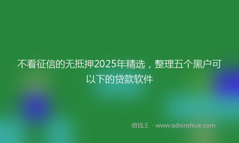 不看征信的无抵押2025年精选，整理五个黑户可以下的贷款软件