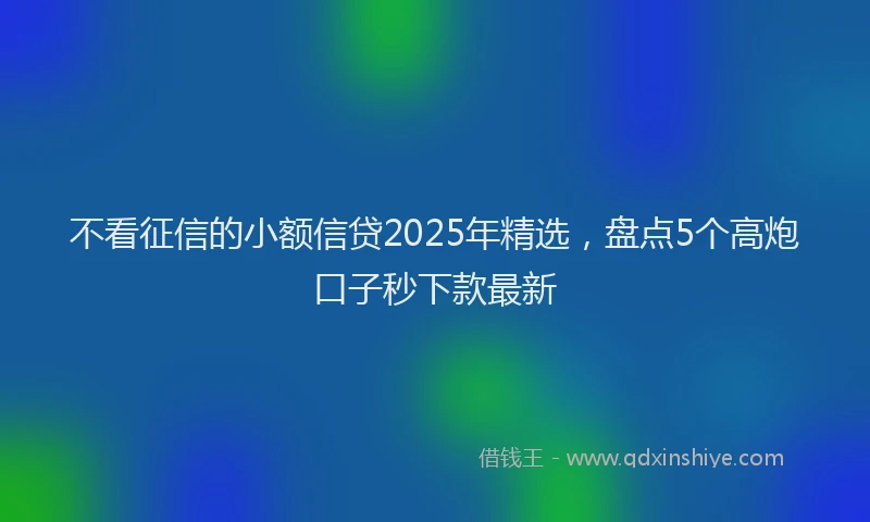 不看征信的小额信贷2025年精选，盘点5个高炮口子秒下款最新