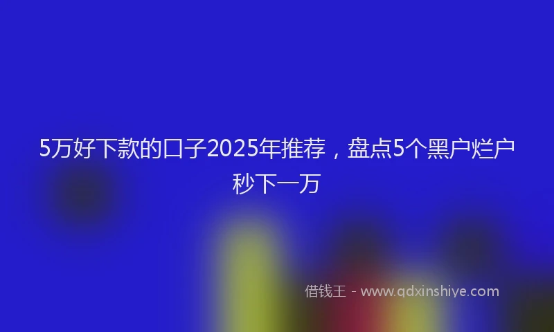 5万好下款的口子2025年推荐，盘点5个黑户烂户秒下一万