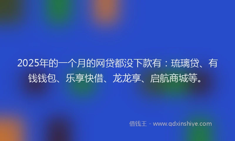 2025年的一个月的网贷都没下款有：琉璃贷、有钱钱包、乐享快借、龙龙享、启航商城等。